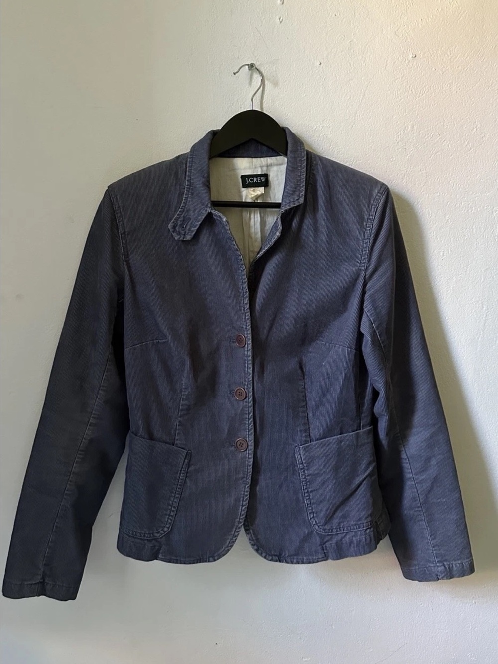J Crew Corduroy Blazer Jacket Womens S Gray Cotton Tailored Casual Vintage Style
